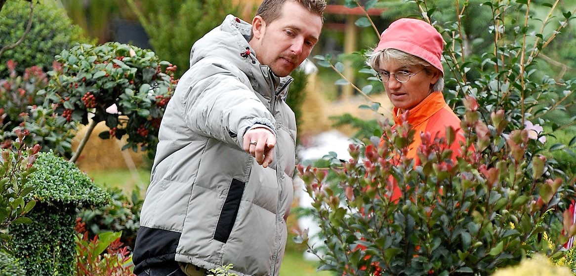 Espositore con visitatrice a Villa Bozzolo